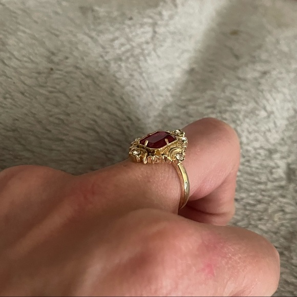 Vintage 14k Gold Ruby & White Sapphire Stars & Moons Goddess Ring - Picture 10 of 13